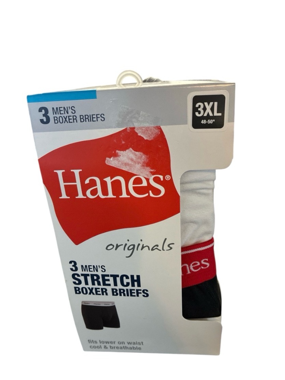 Hanes Men's Stretch Boxer Briefs - White and Black (3XL) new